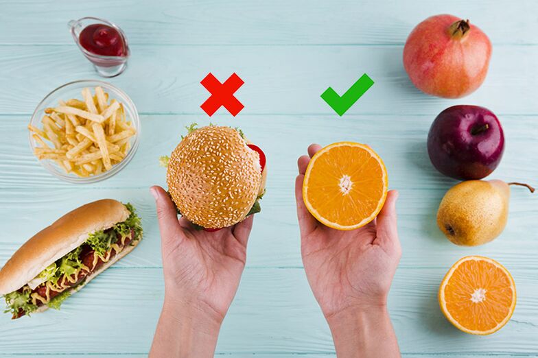 Để giảm cân, đồ ăn nhanh được thay thế bằng trái cây